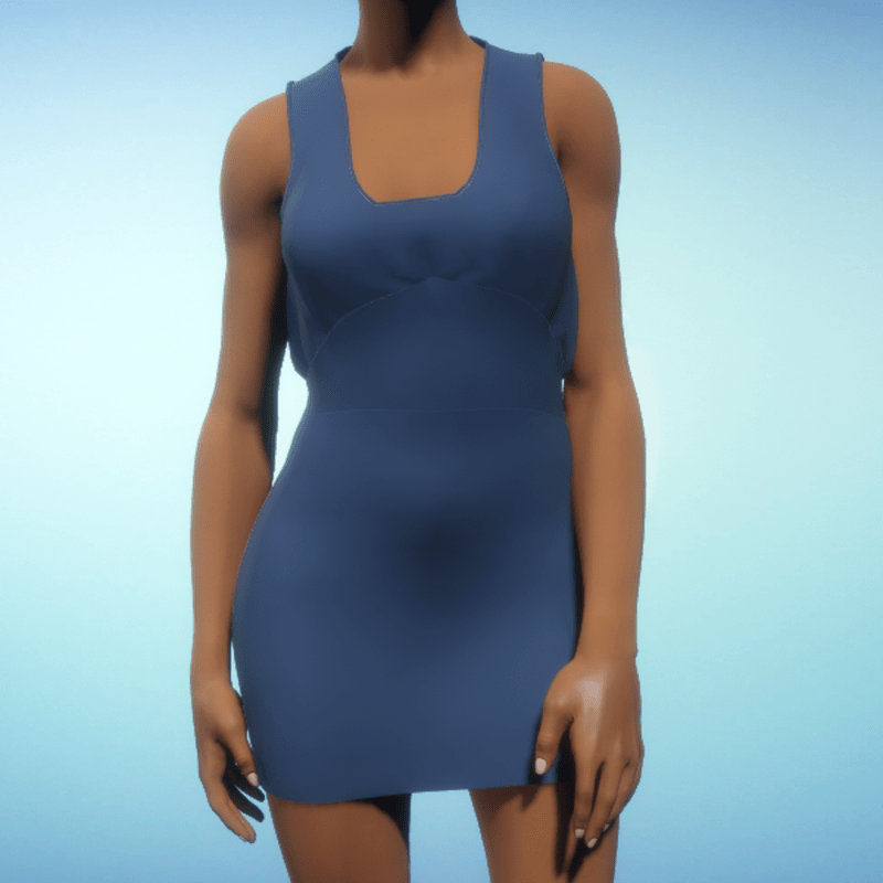 Bloused Mini Dress - Blue