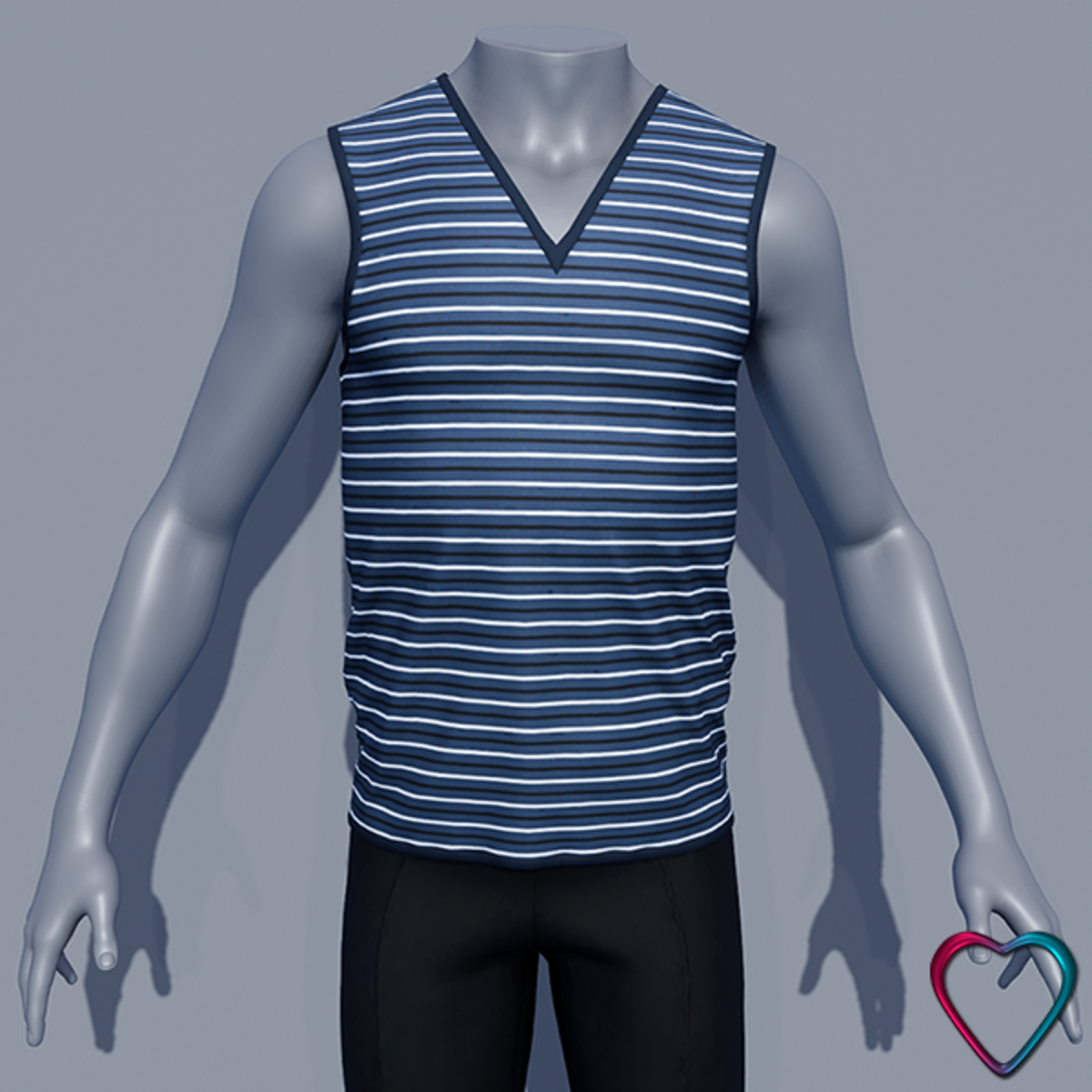 Men V Neck Teeshirt - Grey Blue