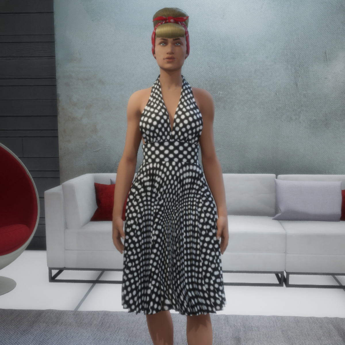 Vintage Polka Dot Dress Black White