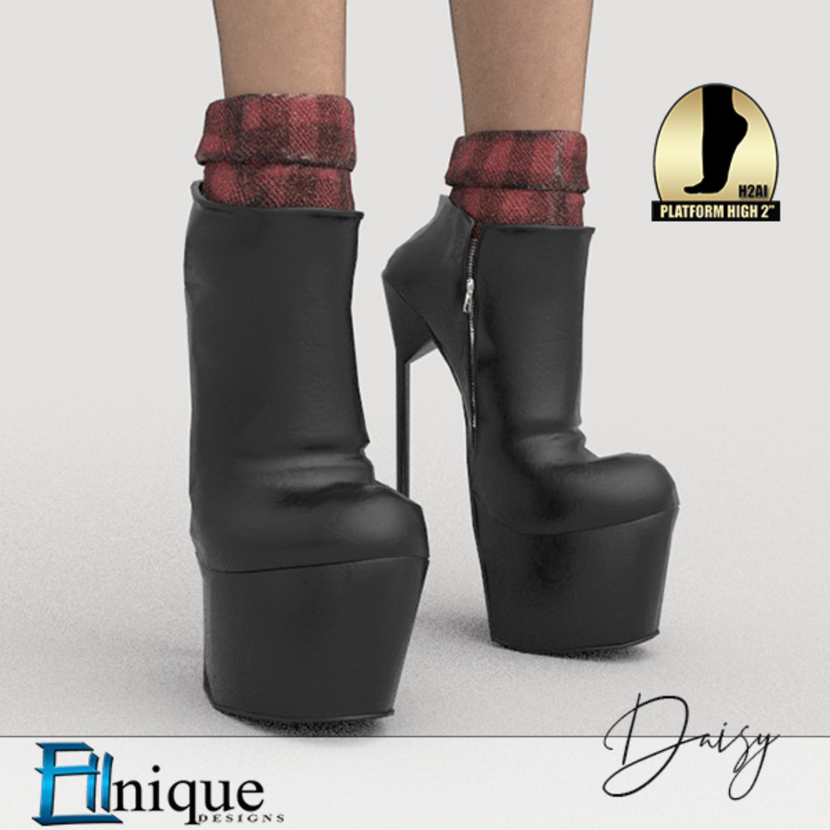Daisy Ankle Boots socks 2" High Platform Heel. H2AI