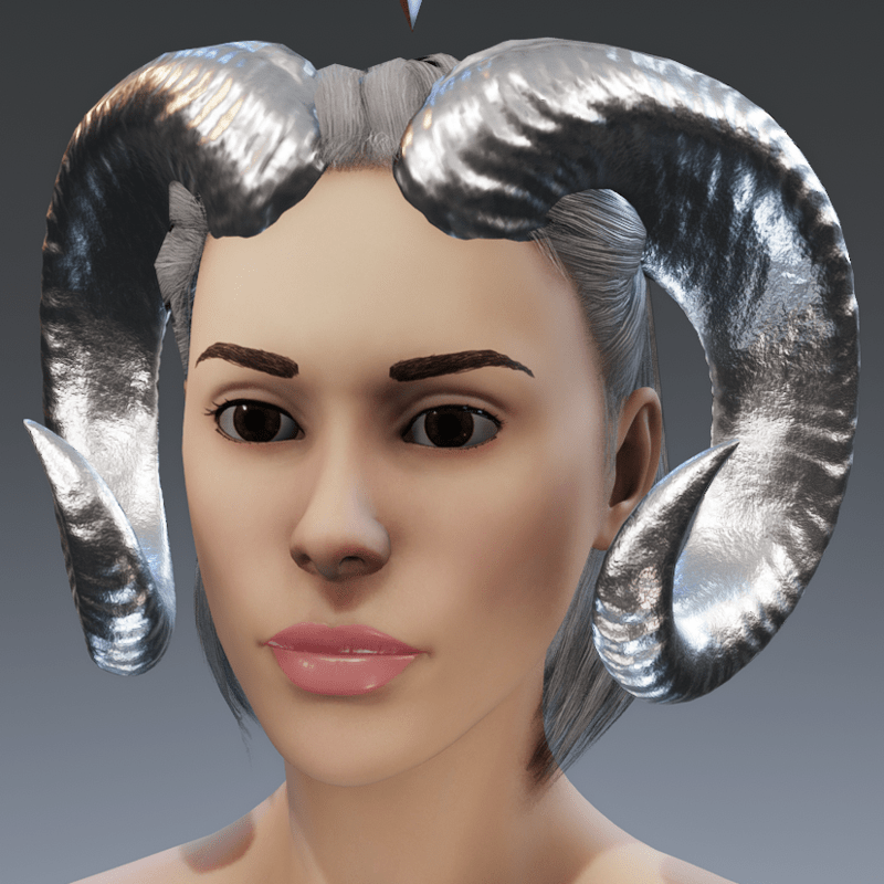 Spirit Of The Ram (Horns) - Polished Silver