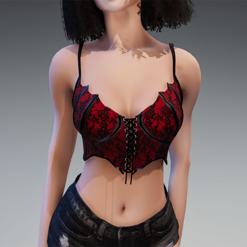 Goth Top "Miss Batfly" in Red