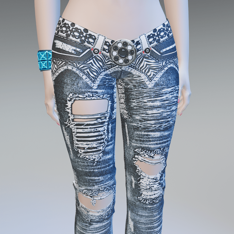 Buckle Poison-Black Zebra Leather-Loops Low-Rise Drifters Ripped & Stressed Jeans - Female