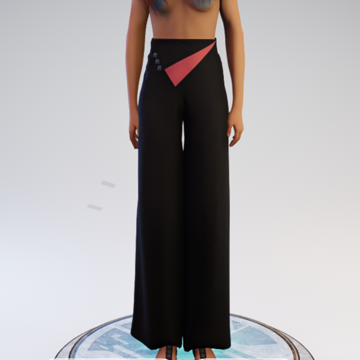 Palazzo Pants - Black and Salmon Polyester