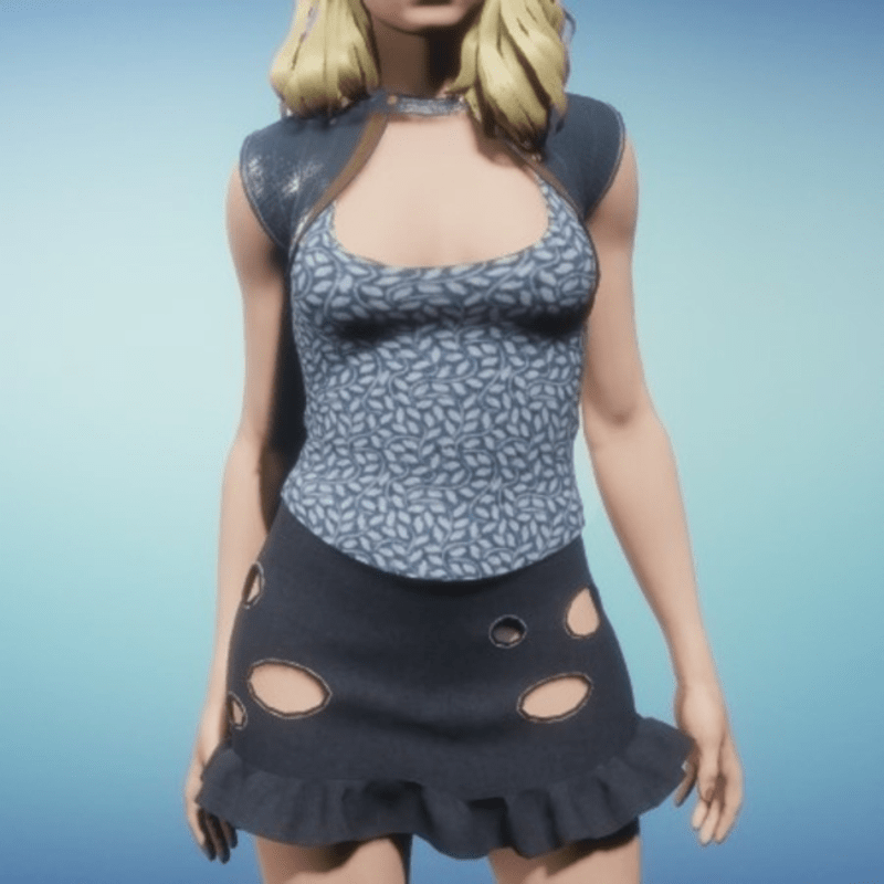 Nesti top with vest blue white leaves