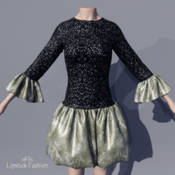 L.F. BUBBLE DRESS BLACK/GOLD