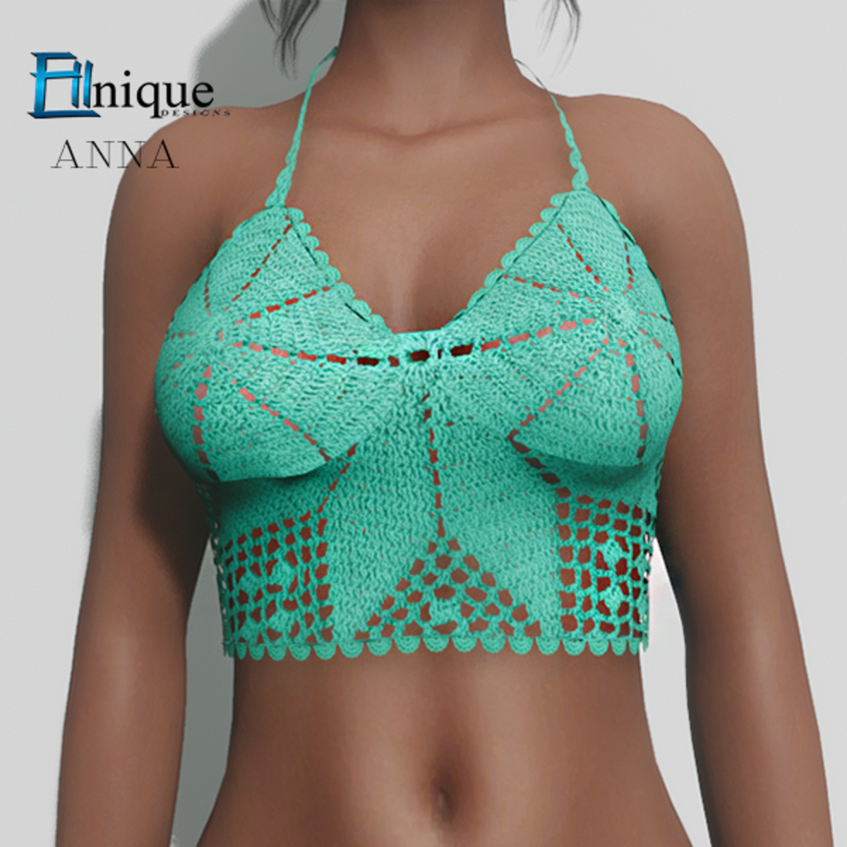Anna Teal Crochet Knit Top
