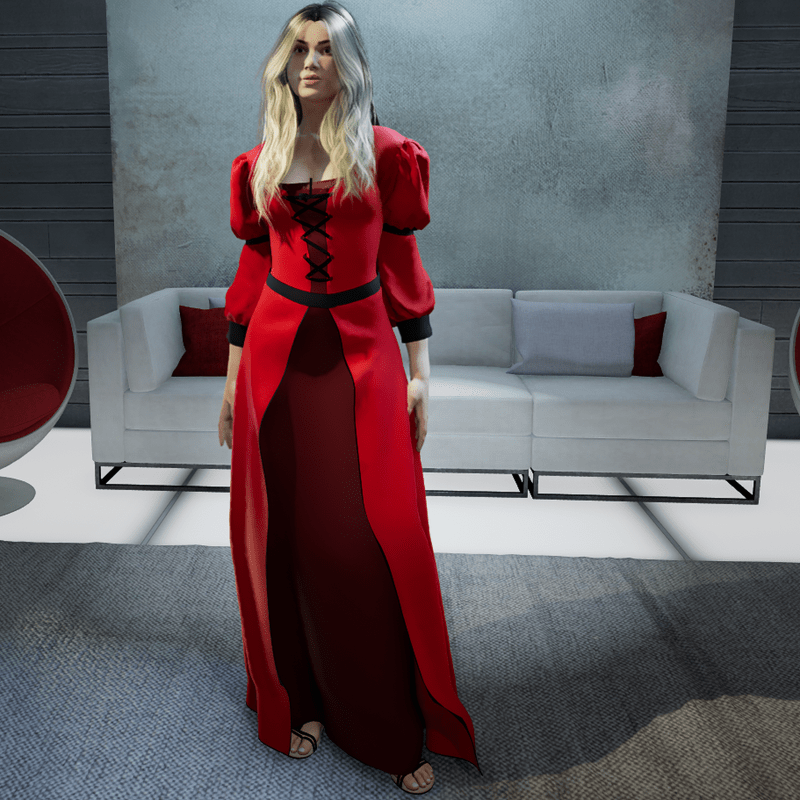 Gothic Dress Red and Black