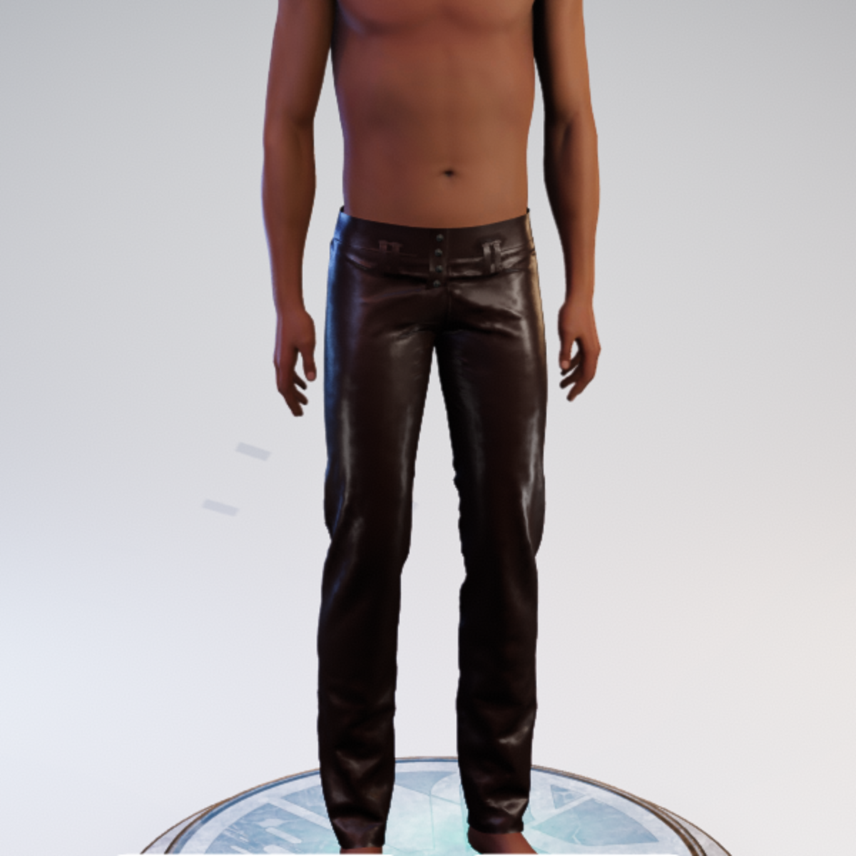 Buttoned Hip-hugger Pants - Brown Leather