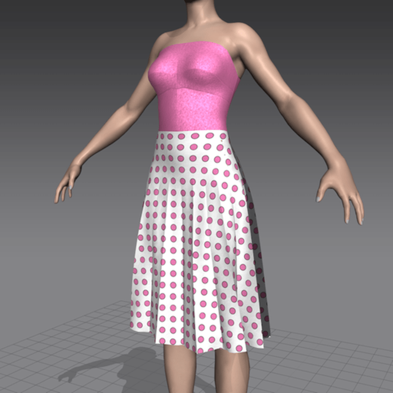 strapless pink polka dot dress