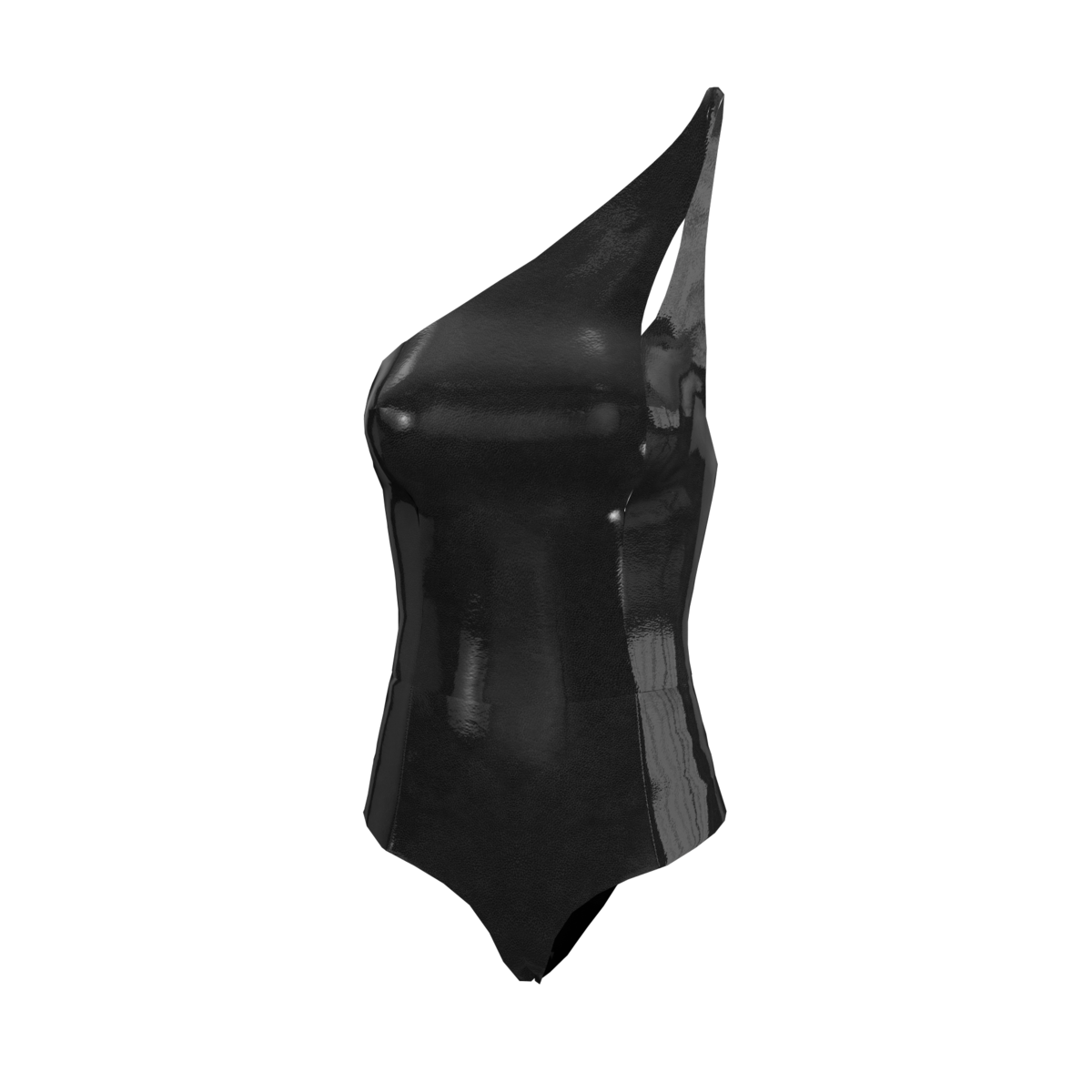 BadLeia Asymmetrical Leather Bodysuit