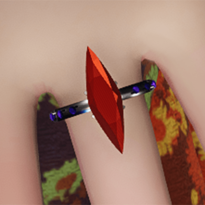 Silver red navette topaz ring with violet amethyst