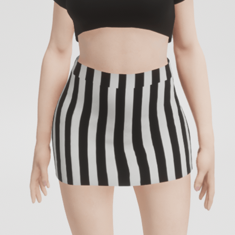 Black And White Striped Skirt