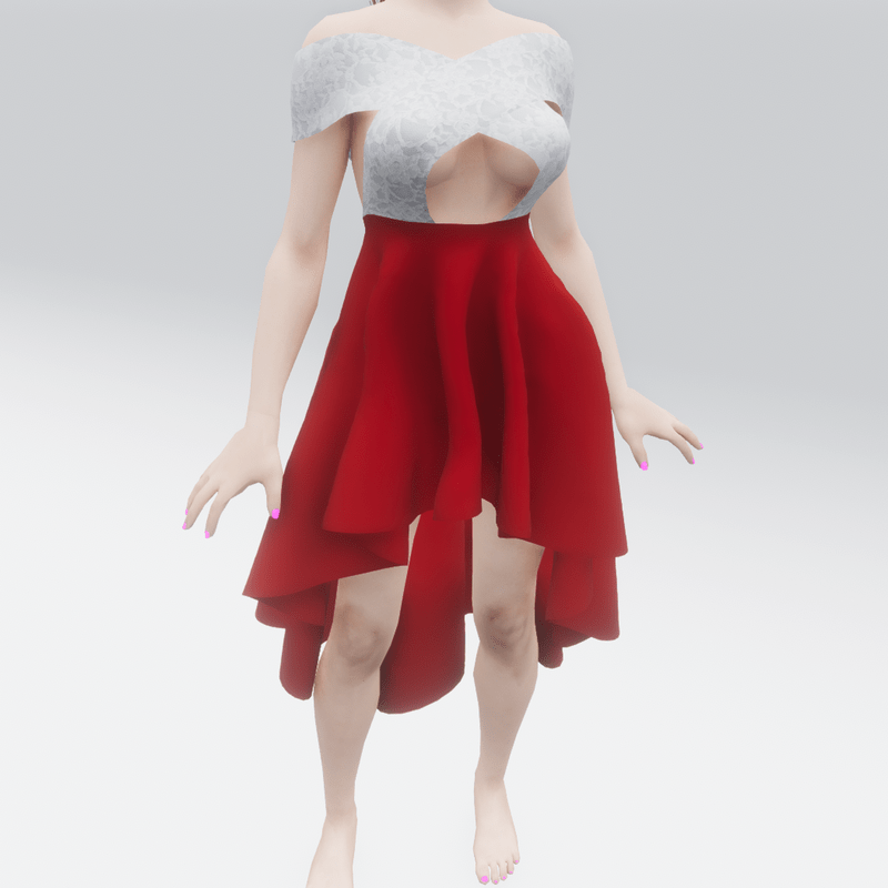 Red Gown with Laced Sleeves