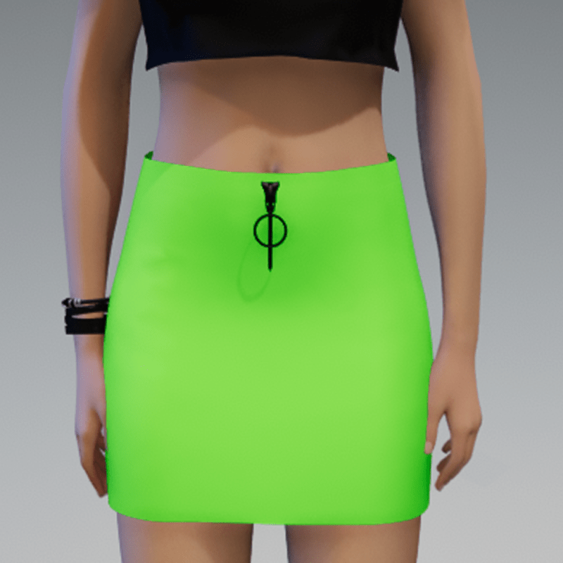 Green Skirt with Black Zipper