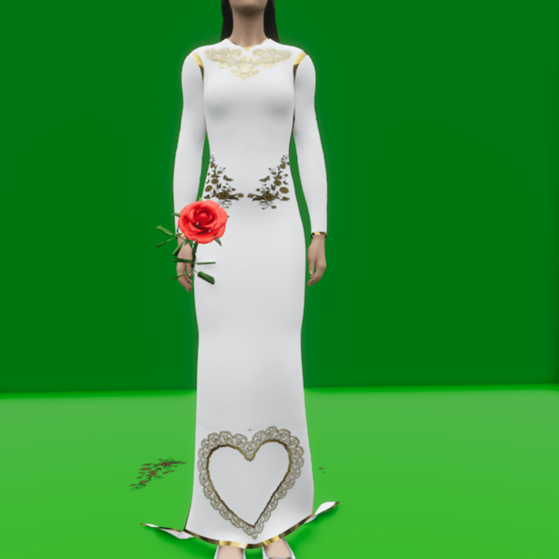 Gold Trim Wedding Dress (TM)
