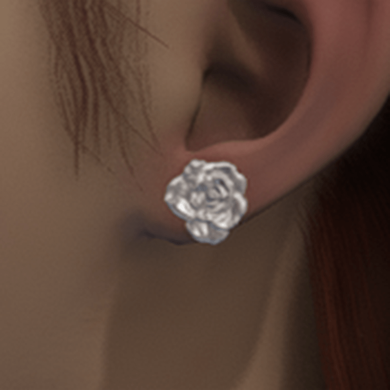 White rose stud earrings