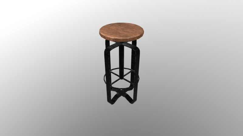 Barstool #7 (Wood, metal)