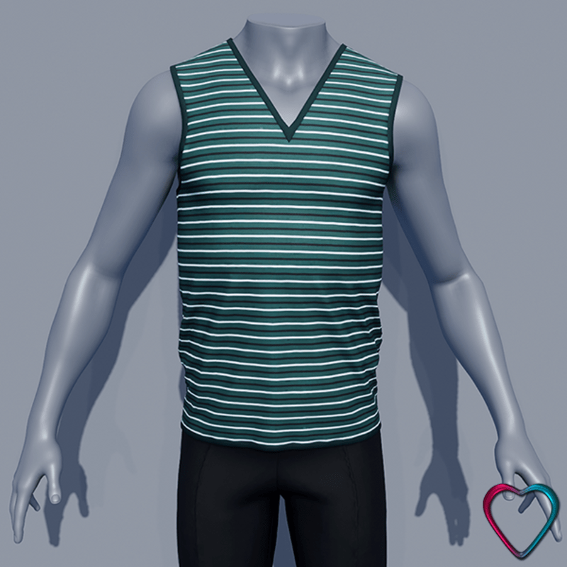 Men V Neck Teeshirt - Ultramarine Green