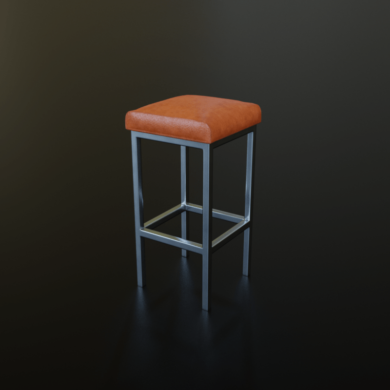Barstool #8 (Metal, Leather, Modern)