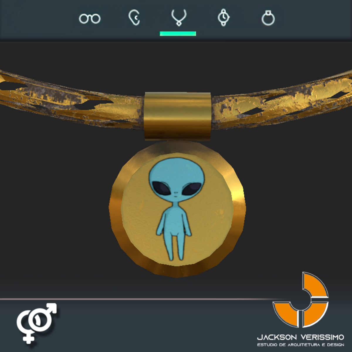 Metal Necklace- Gold Alienito