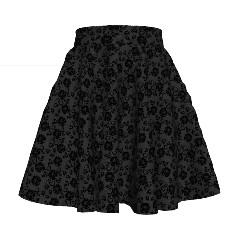 Black Lace Roses Skater Skirt