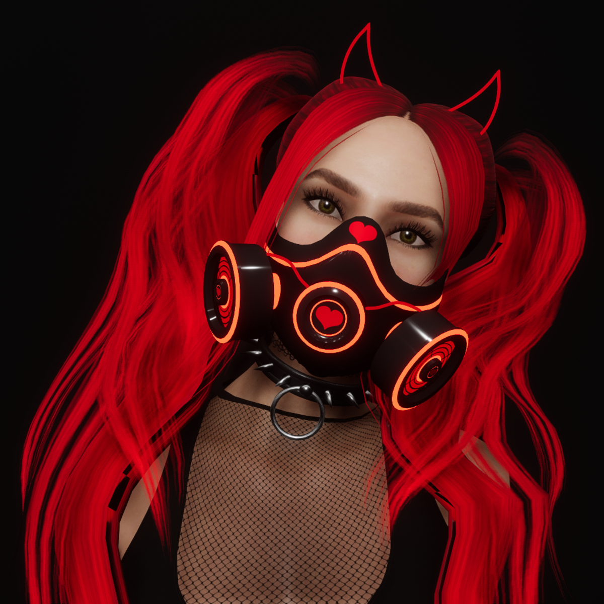 Cyber Heart Gas Mask (Red)