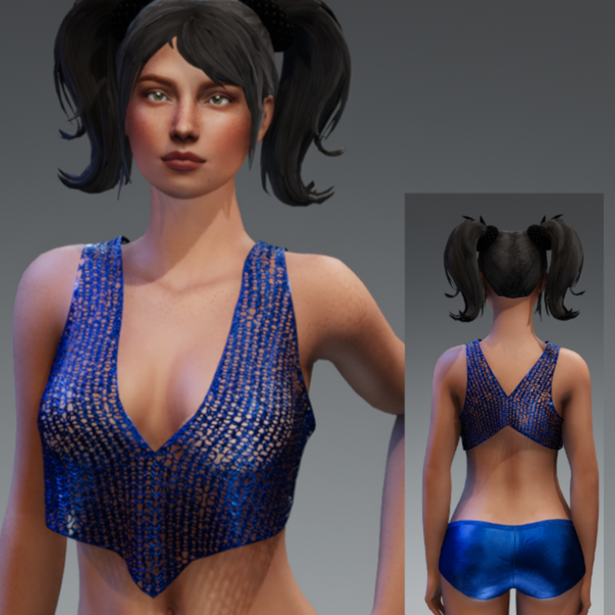 V-Neck Chain Top - Blue