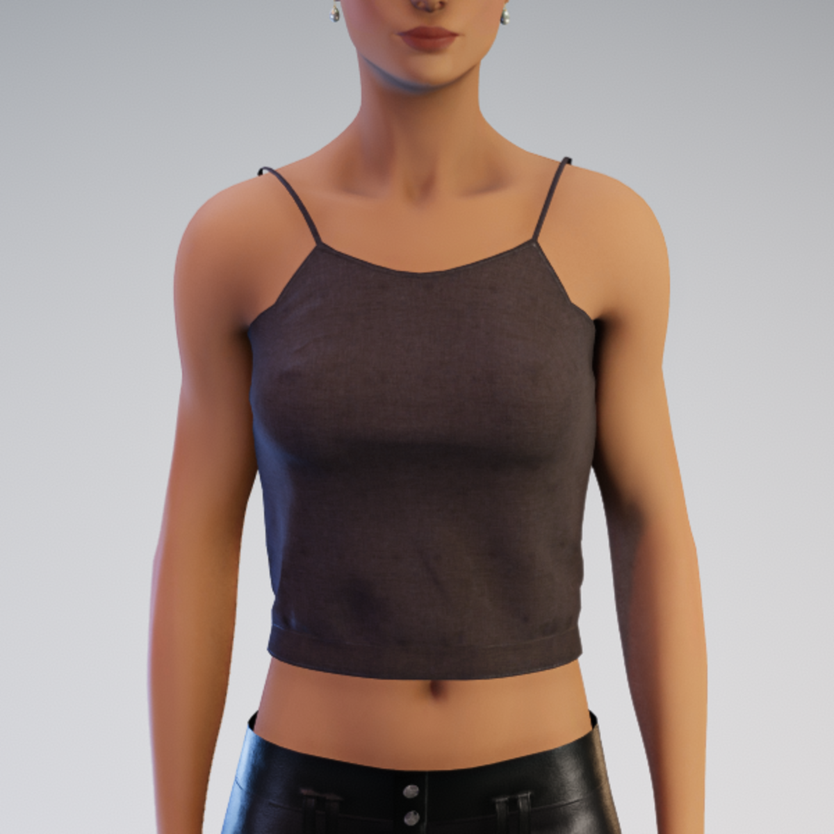 Spaghetti Tank Top - Brown Linen