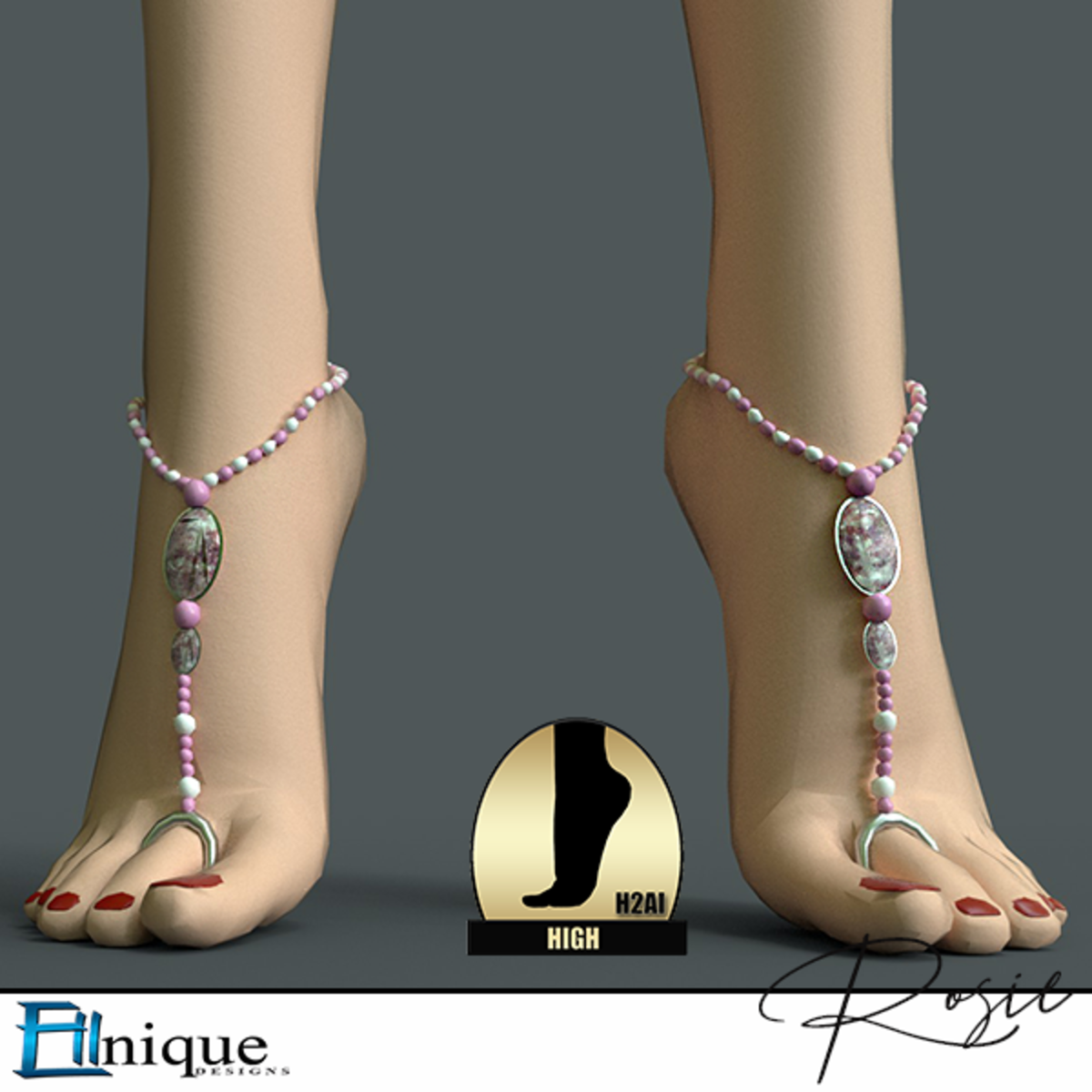 Pink Jewelled ankle bracelet H2AI 2" HIGH