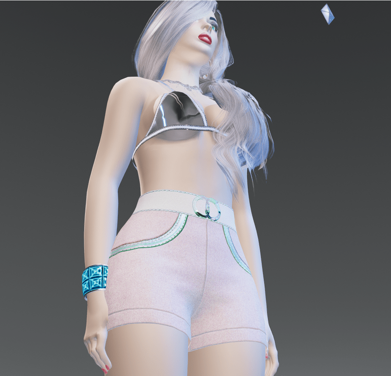 High Shorts w/Leather Belt Pink-Denim - Female