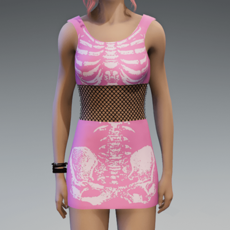 Skeleton Minidress Pink and White