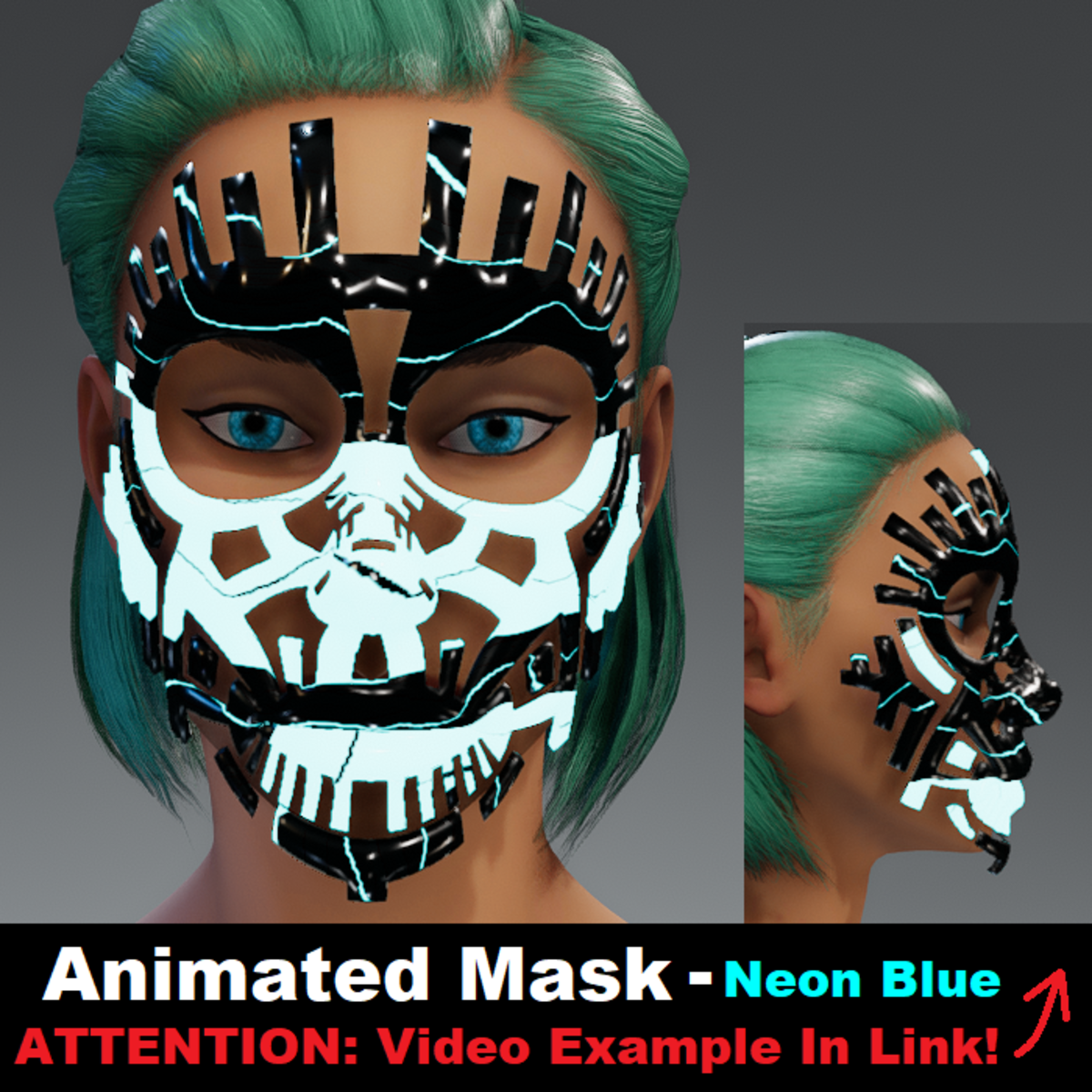Animated Mask: Neon Blue - Female Avatars