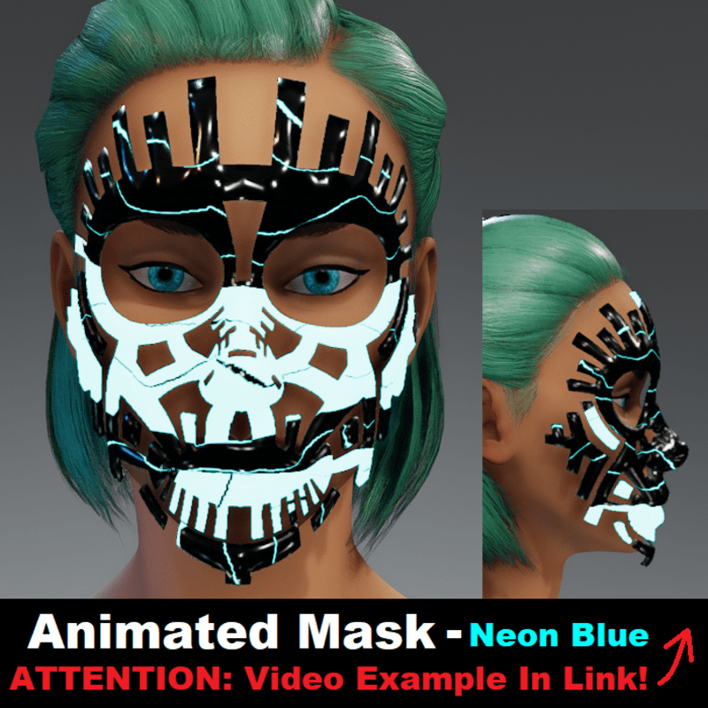 Animated Mask: Neon Blue - Female Avatars