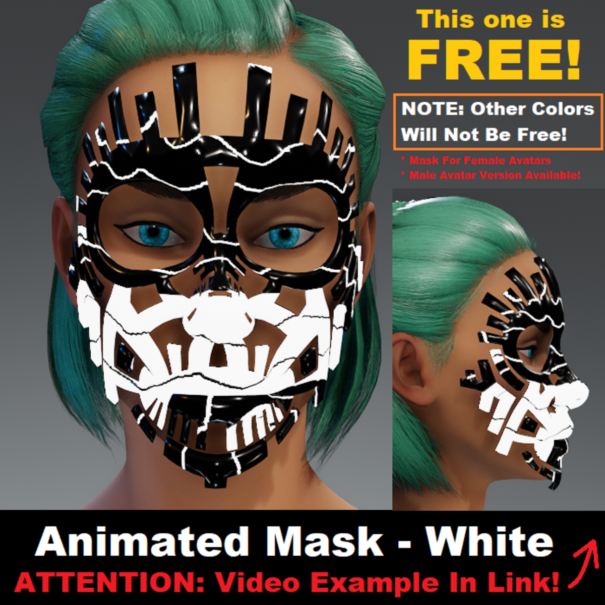 Animated Mask: White - Female Avatars