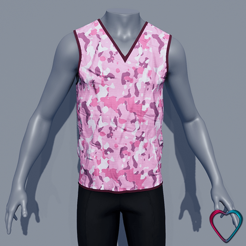 Men V Neck Camo Teeshirt - Pink