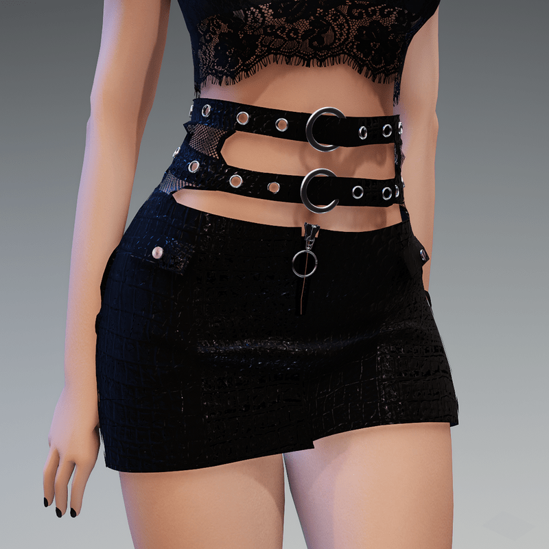 Rockstyle Cyber Skirt Croco Black