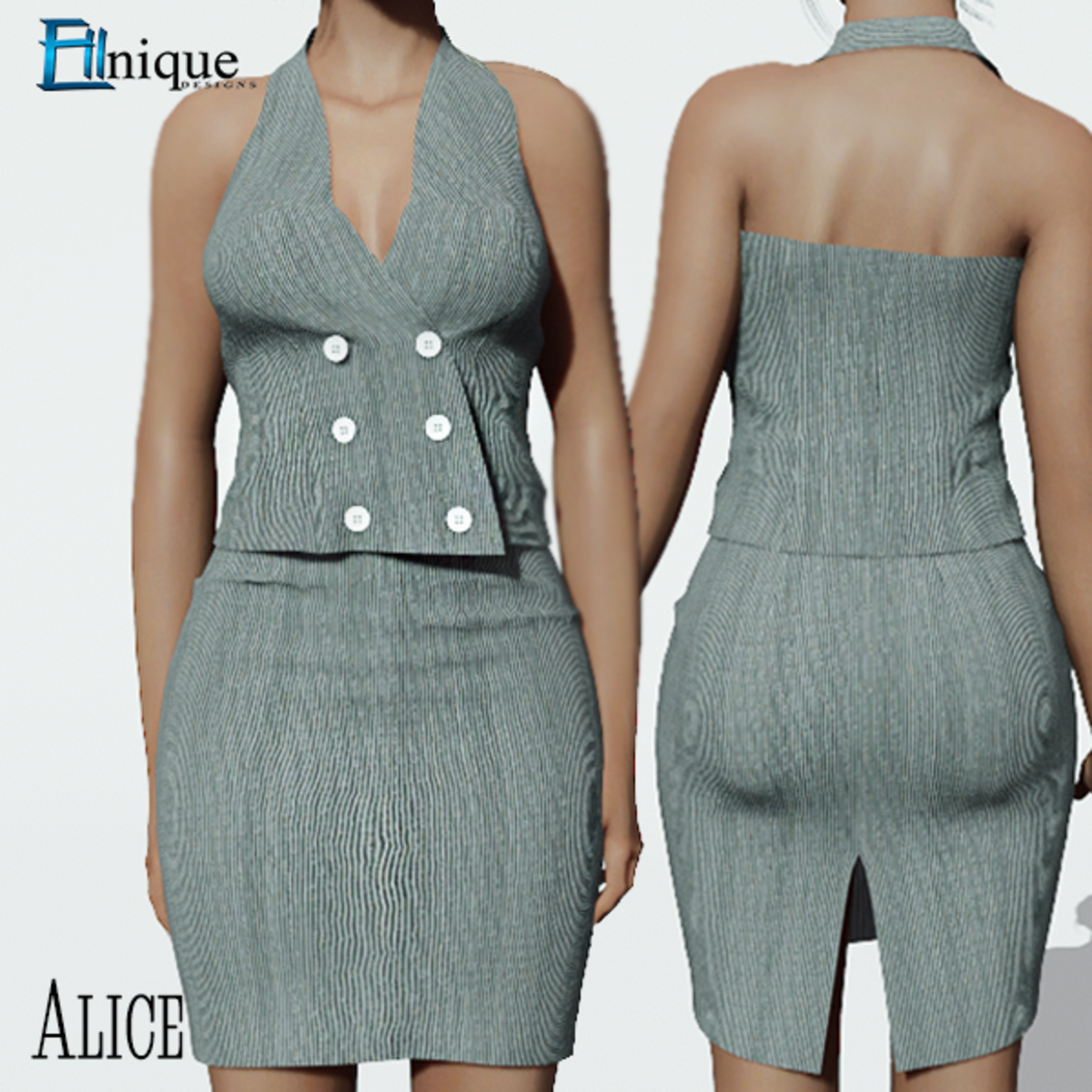 Alice Double Breasted grey pinstripe Suit