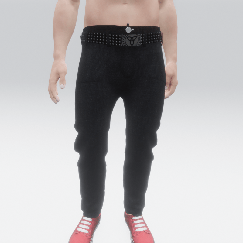 Black Jeans with Studded Belt