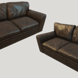 Old Brown Leather Couch - Dirty