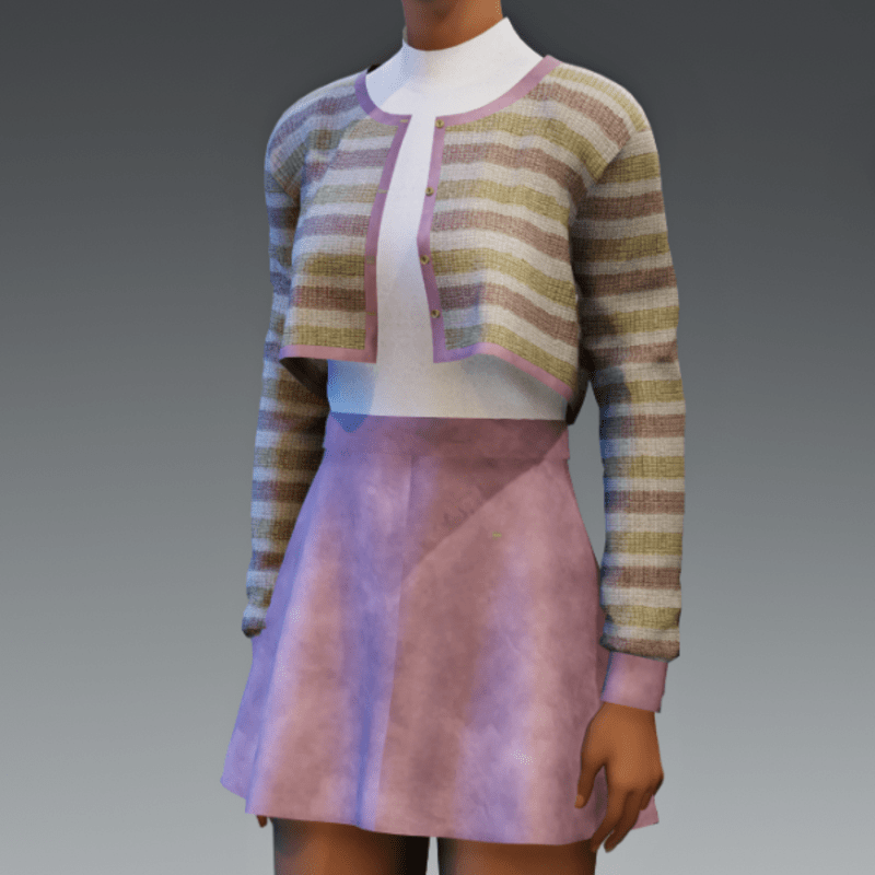 Striped Jacket Set Pink