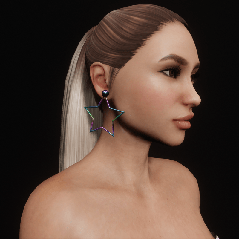 80's Star Hoop Earrings (Rainbow)