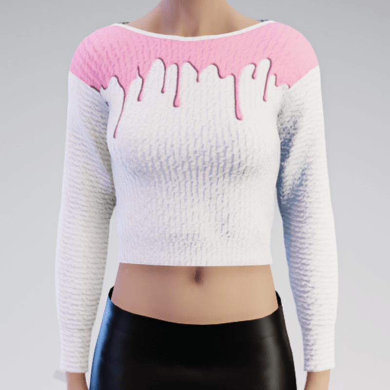 Pink and White Drops Pullover knitted