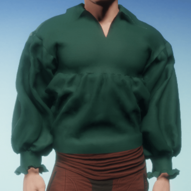 Poet Shirt in Green Linen