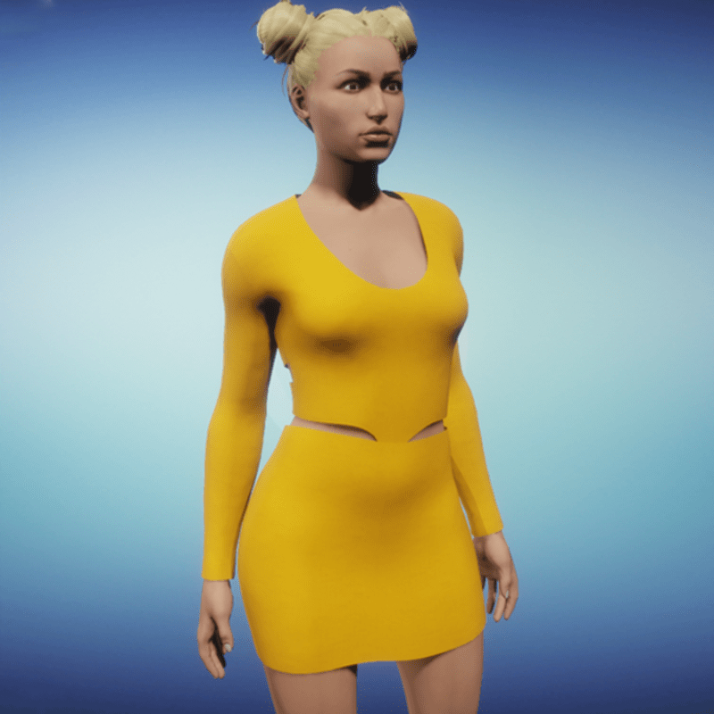 Women's Yellow LongSleeved Short Dress with cutouts