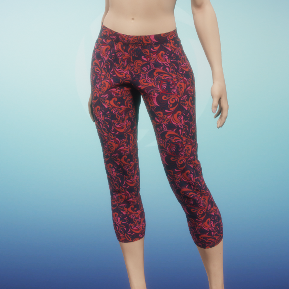 three-quarter pants red and orange