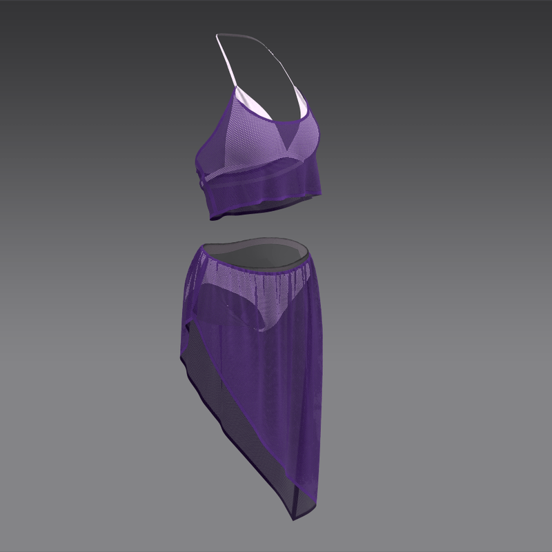 Undies Fishnet white purple