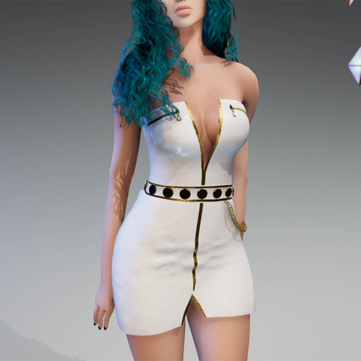 Elegant Cocktail Dress in White and Gold