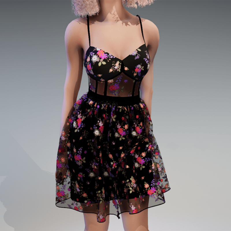 Summer Dress with Flowers V4