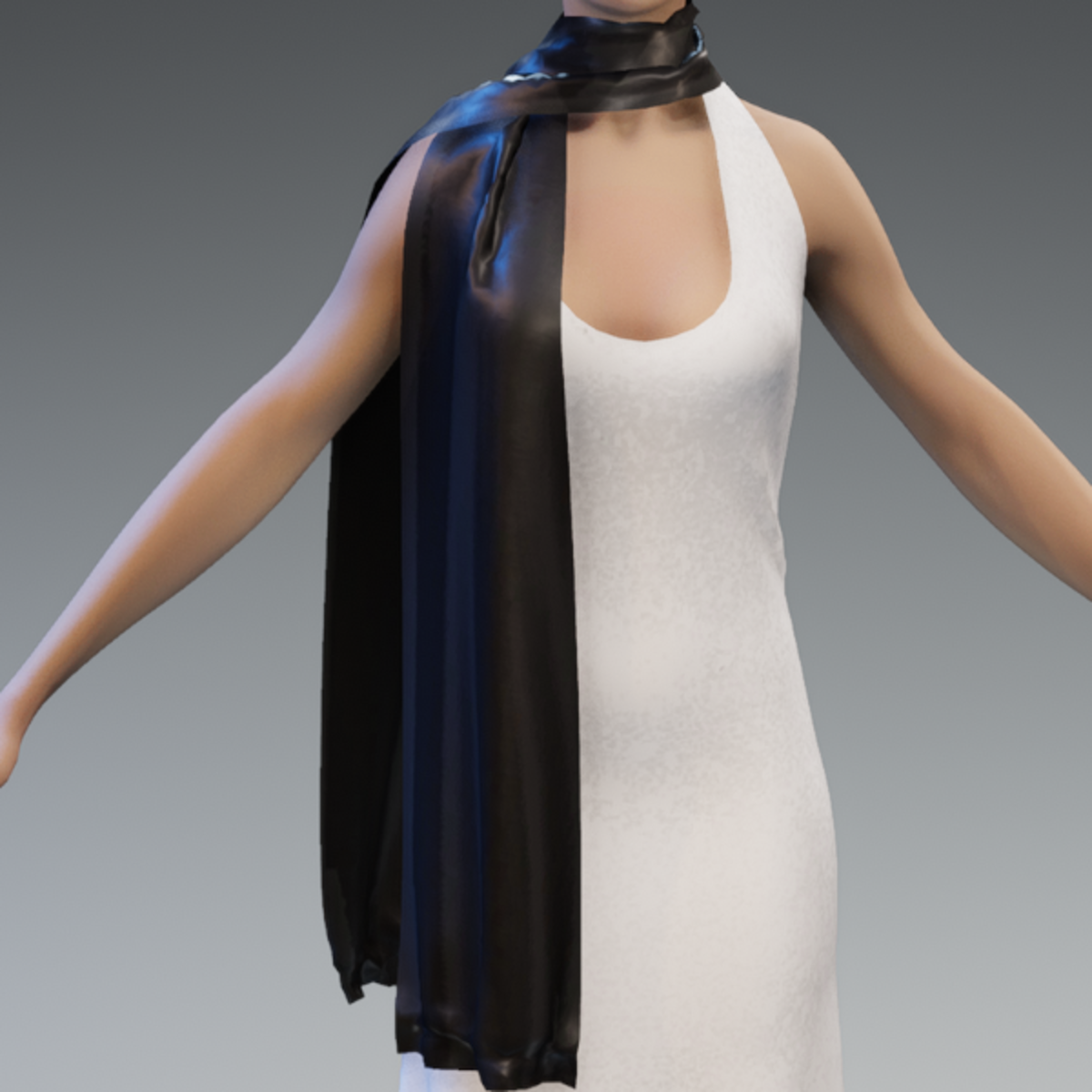 Silky Shawl Scarf - Black